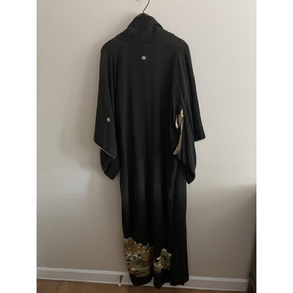 Antique 1920s Flapper Kimono  Robe Art Deco Japanese Floral Silk Hand-Stitched - Picture 8 of 14
